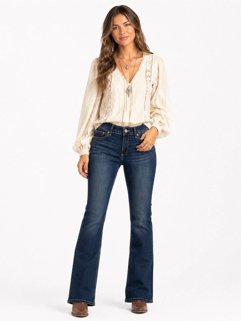 Wrangler Retro Mae Bootcut Jeans Women’s 9/10 x36 Dark Wash Western Boho Cowgirl